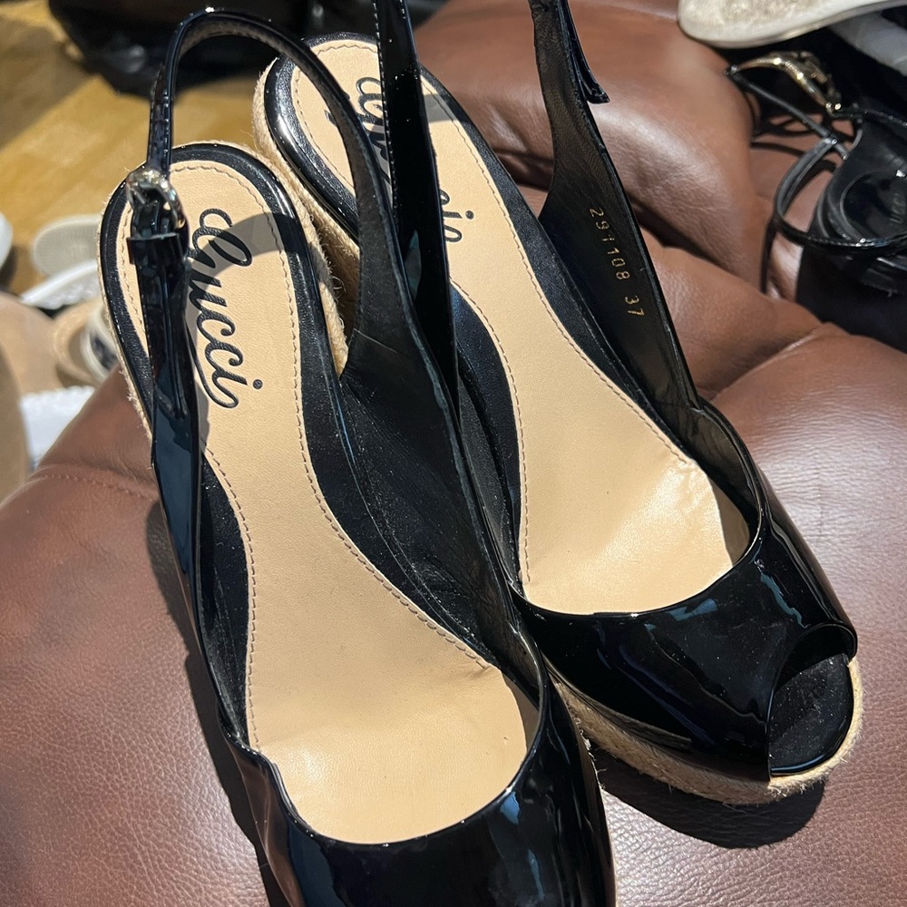 Gucci Black Patent Leather Heels